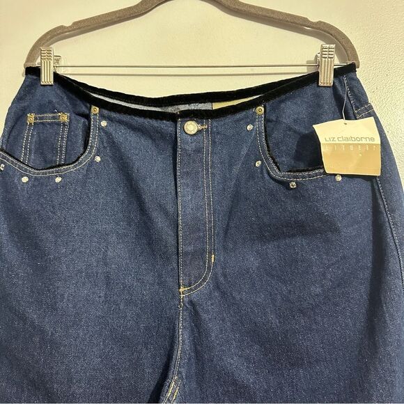 Liz Claiborne velvet group capri jeans with rhinestones and velvet size 16 NWT - Picture 7 of 9